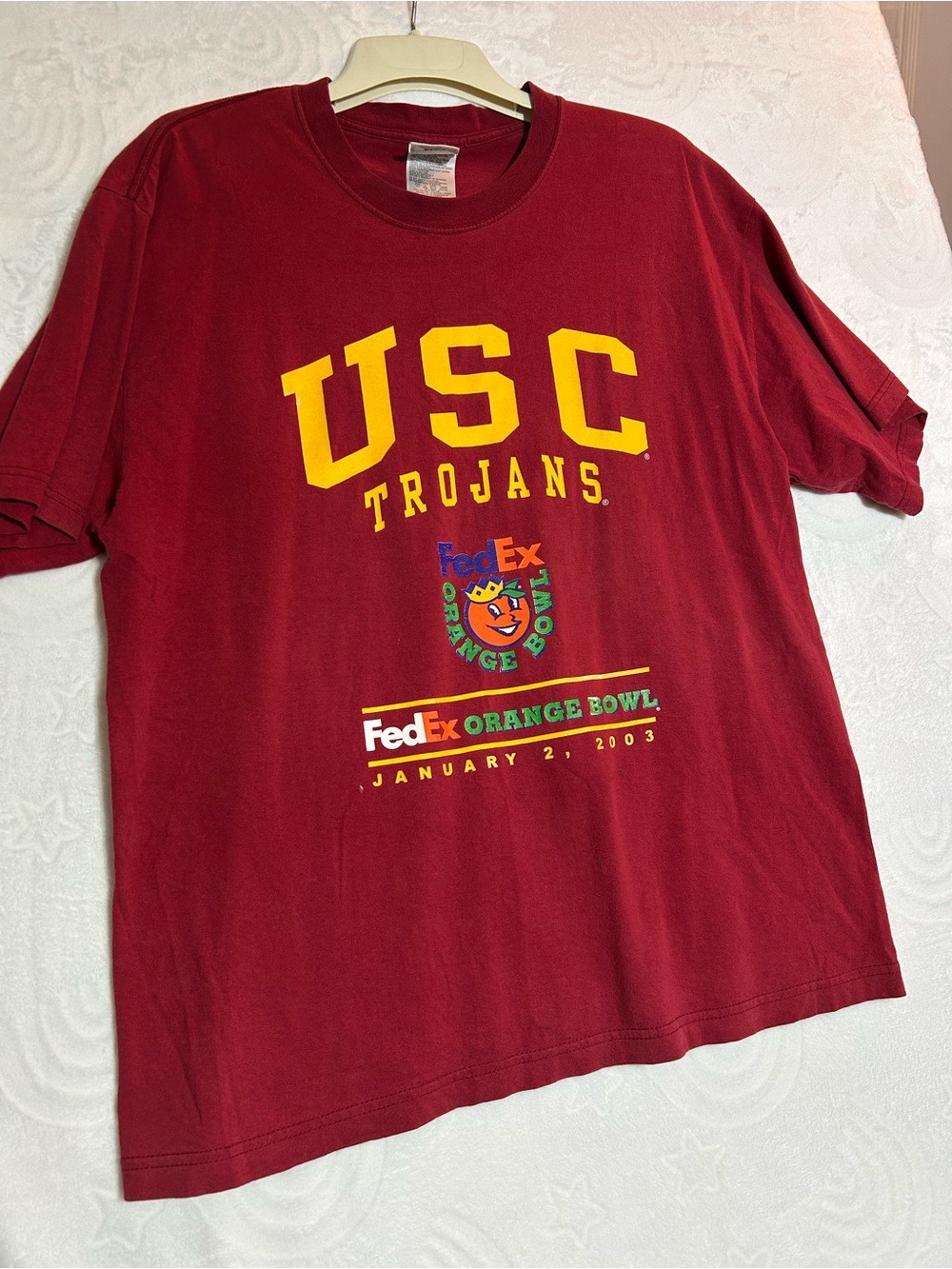 Vintage 2003 USC Trojans Men's Short Sleeve Tee - Cardinal Red